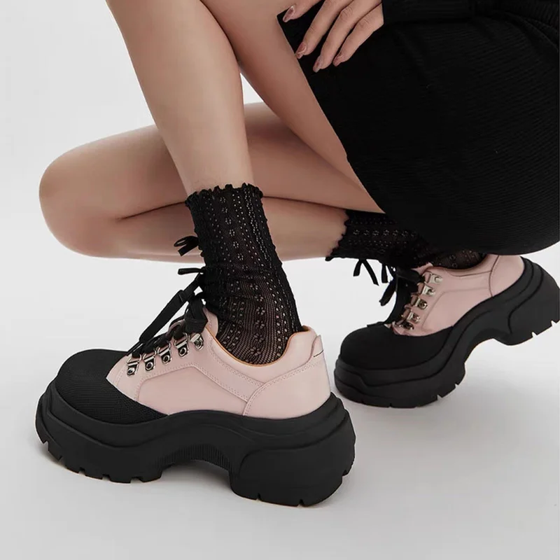 

Женские кроссовки на платформе, нескользящие спортивные кроссовки на шнуровке, повседневная обувь на весну 2023