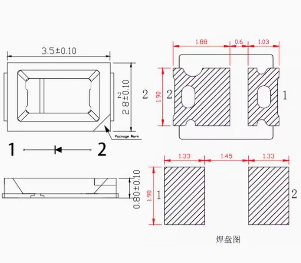 Новый 100 шт. 2835 0 2 Вт БЕЛЫЙ SMD светодиод 60 мА СИЛЬНО-БЕЛЫЙ 6000-7000 К / НАТУРАЛЬНЫЙ 4000-5000