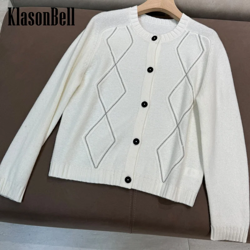 11 25 KlasonBell осенне-зимний новый женский однотонный шерстяной вязаный кардиган в