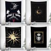 tarot sun and moon tapestry with lights black occult witchcraft wall tapestries hippie decoration home rugs room decor blanket