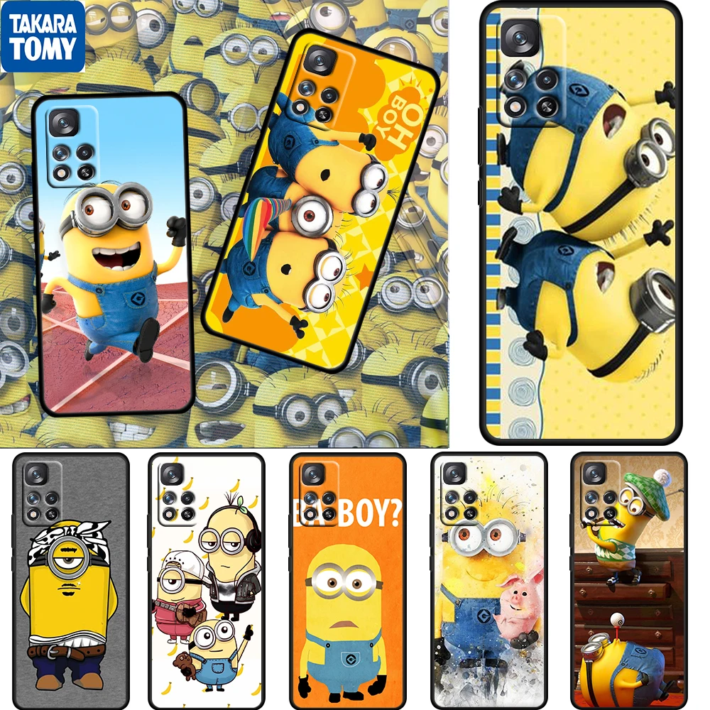 

Cartoon Bob Minion For Xiaomi Redmi Note 11 10 11T 10S 9 9S 8 7 5G 4G Soft TPU Black Phone Case Fundas Coque Capa Cover Shell