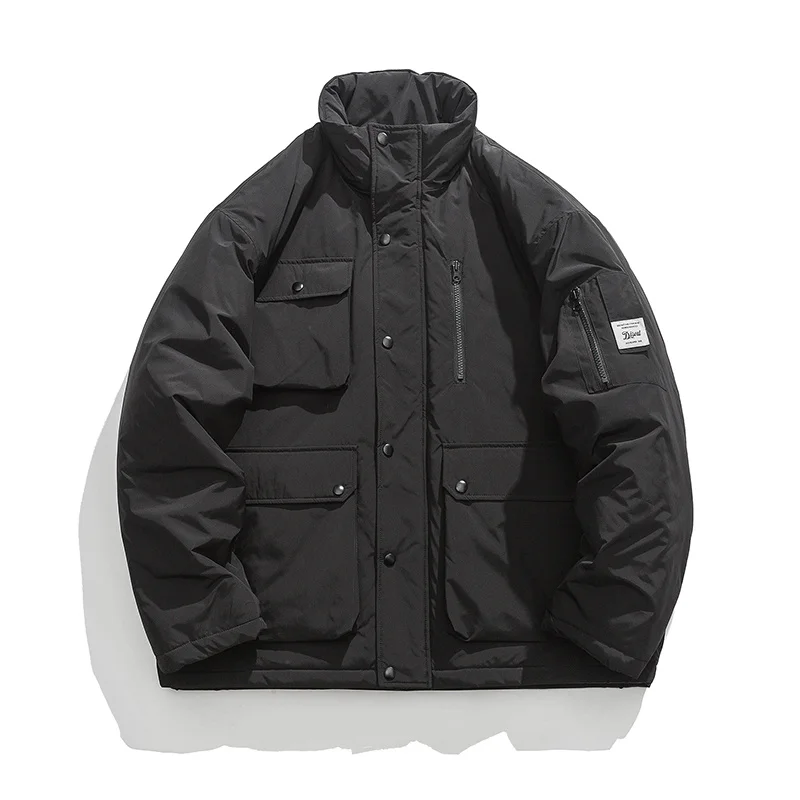 Winter Jacket Men Warm Fashion Pocket Thick Down Jacket Men Streetwear Loose Short Coat Mens Parker Clothes Plus Size M-5XL