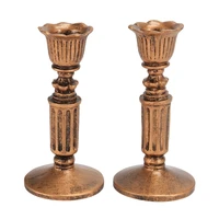 vintage candlestick candle holder for taper distressed rustic gold resin candleholder set of 2 for tapered candle