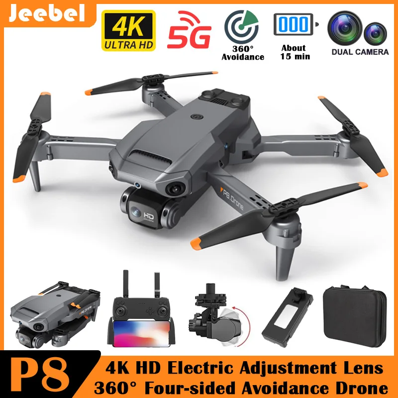 

P8 4K HD Drone Four-way Obstacle Avoidance RC Quadcopter Dron Electric Dual Camera 5G WIFI Remote Control FPV Helicopter Toys