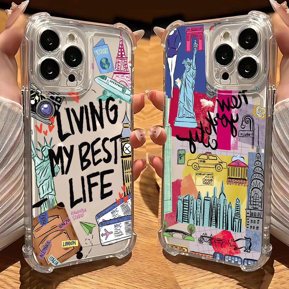 Чехол для телефона с наклейками New York London Samsung Galaxy S25 S24 S23 S22 S21 Note20 FE Ultra Plus 5G защитой