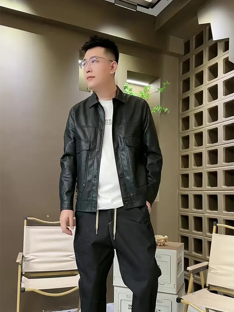 Легкое роскошное новое короткое пальто из искусственной кожи Pu Shuai Fried Street