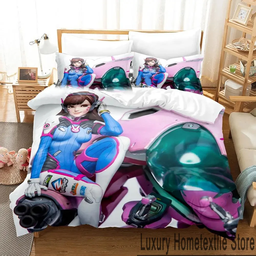 Комплект постельного белья с 3D рисунком Dva из аниме Overwatch двойной двуспальный