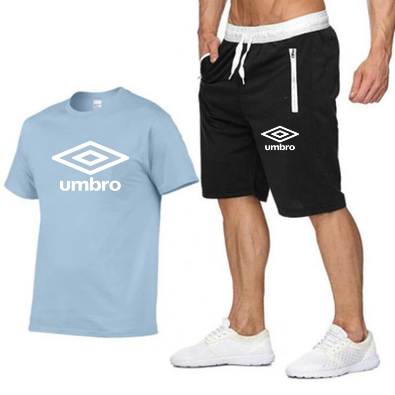 2023 Summer Men's basketball training with UMBRO short sleeve breathable plaid T-shirt and casual shorts men shorts S-2XL