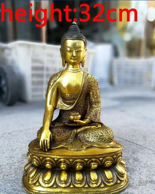 

Tibet prayer buddhist Ancient Bronze gilding Buddha Old carved Hand Made Statue