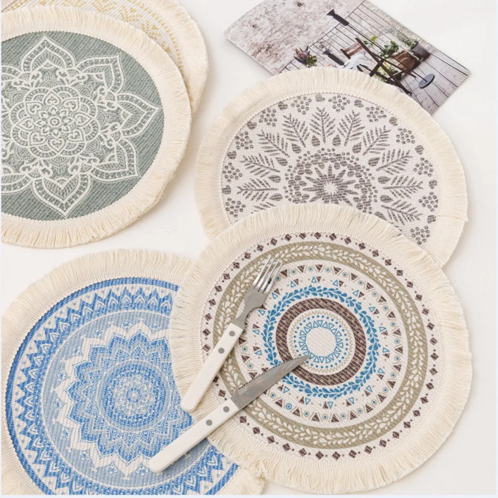 

Heat Resistant Insulation Pad Coaster Linen Kitchen Placemat Dish Mug Cup Table Mat Braided Woven Place Mats Wholesale