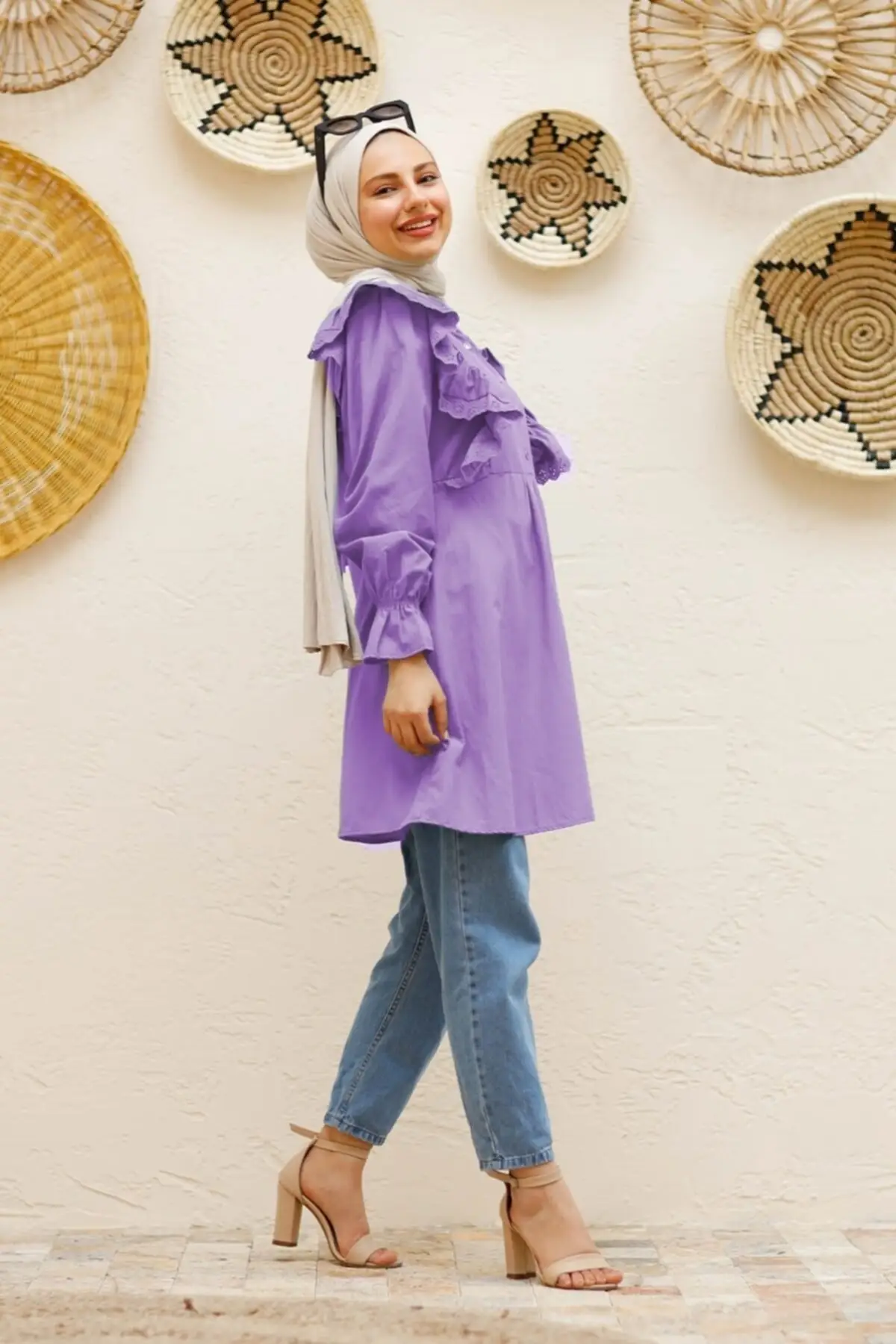 

Women's Shirt Clothing Casual Stylish Summer 2021 Lilac Frilly Shirt