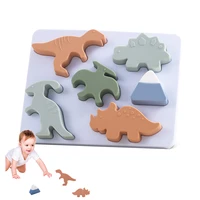 baby silicone dinosaur cognitive puzzle montessori toy child animals shapes puzzle teether educational game toys for baby gift