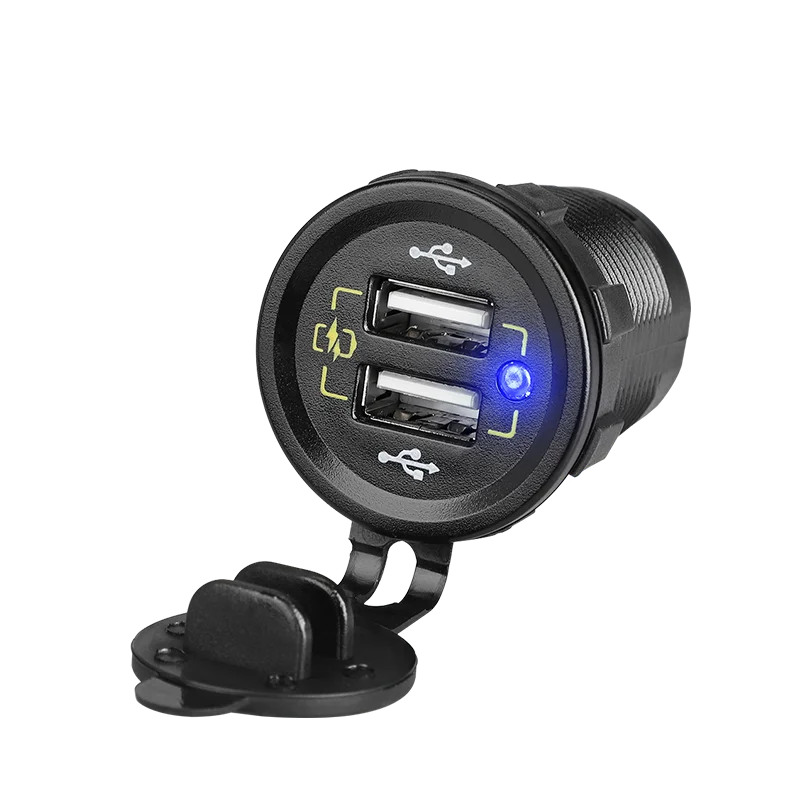 

Dual USB Car Charger Quick Charging Socket 36W Waterproof Power Outlet Adapter With LED Voltmeter For 12V/24V Car Marine Truck