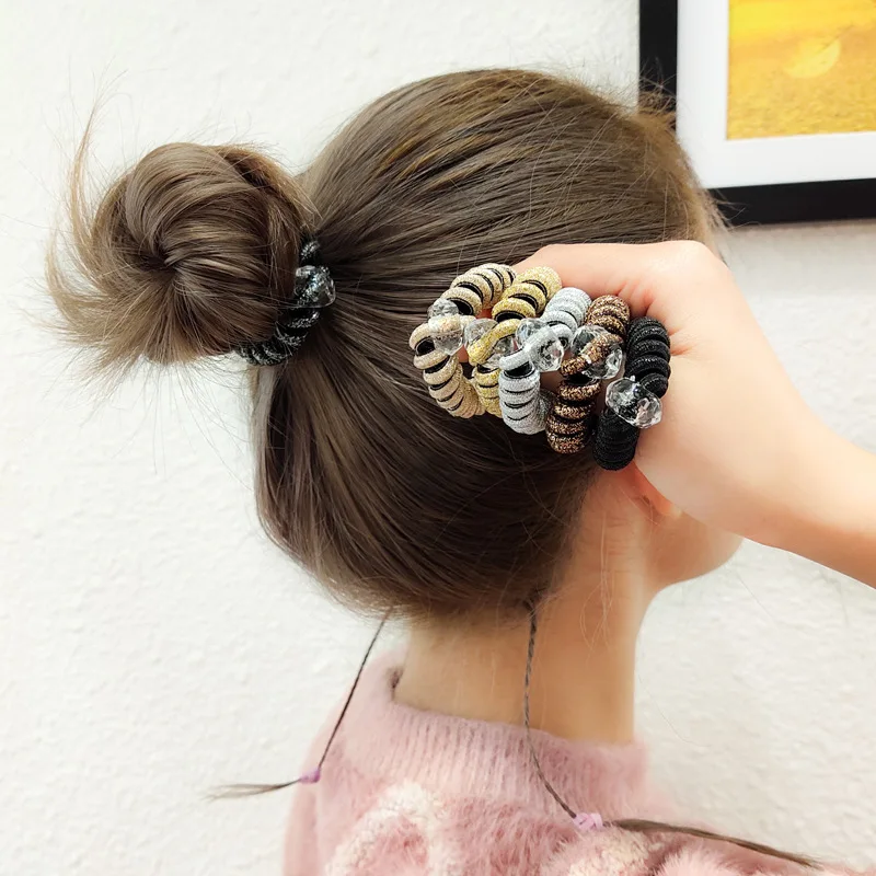 

New Women Telephone Line Hair Bands Girls Fashion Solid Color Hair Tie Scrunchies Elastic Rubber Band Headwear Hair Accessories