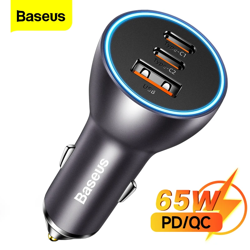 

Baseus 65W USB Car Charger Type C Quick Charge 4.0 QC 3.0 PD Fast Charging For iPhone 13 Xiaomi Samsung Huawei USB C Car Charger