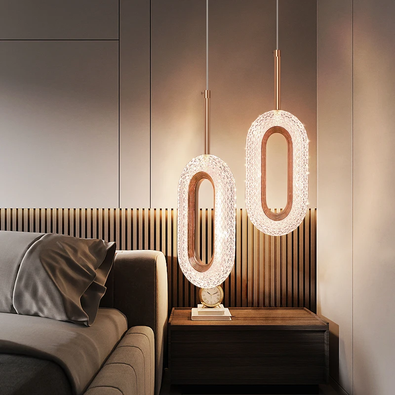 Modern Led Crystal Pendant Lamp for Bedroom Bar Pendant lights Bedside Hanging Lamps Nordic Chandelier Indoor Lighting Fixtures