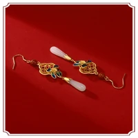 fanualoli 2022 new product chinese style earring opal gold earrings for women fashion jewelry for women free shipping