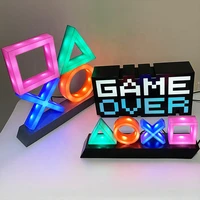 game over icon light voice control decorative lamp led light for ps4 usb charging playstation player for kids gift