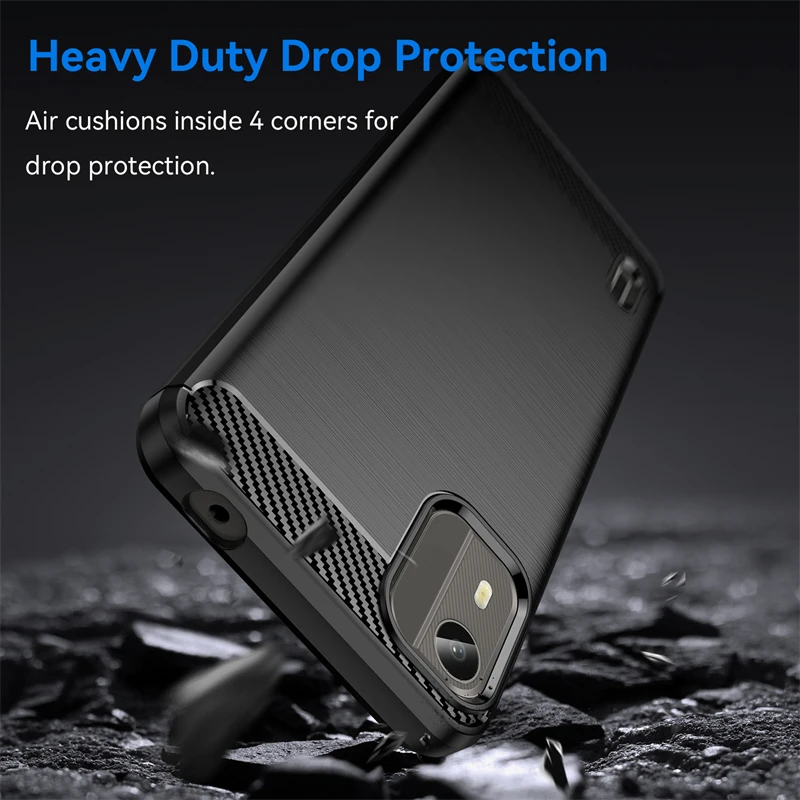 For Cover Nokia C12 Pro Case For Nokia C12 Pro Bumper Anti-knock Silicone Carbon Fiber Back Case For Nokia C12 Pro Case 6.3 inch