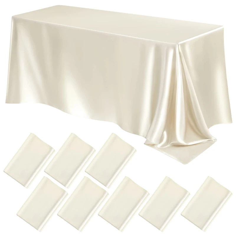 Grande nappe rectangulaire en Satin pour mariage, couverture de Table en soie lisse et brillante, décor de Table haut de gamme pour fête à manger, anniversaire de noël