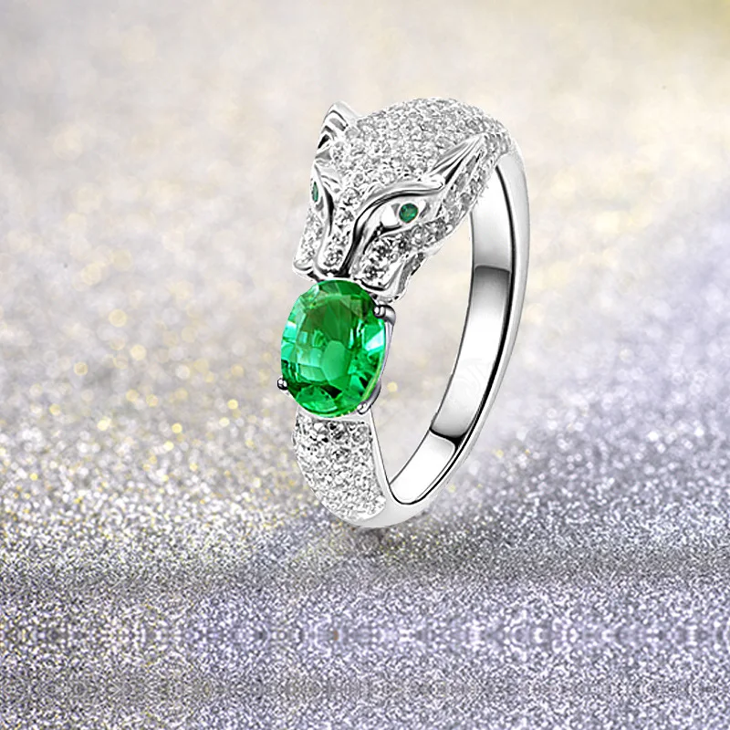 

Cheetah Head Silver Zircon Ring