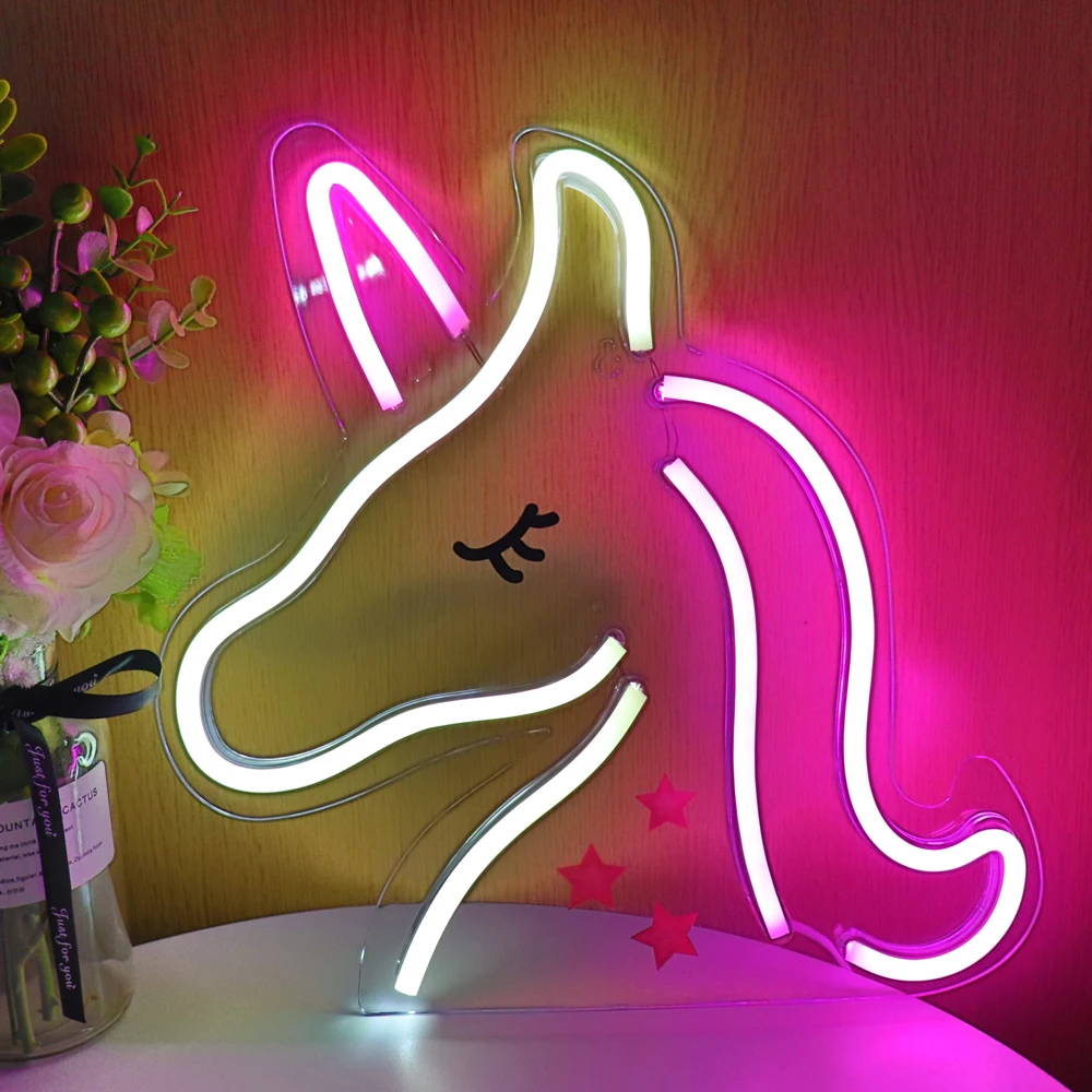 

TONGER Unicorn Wall LED Neon Sign Light Lamp For Kids Girl Room Event Party Decoration