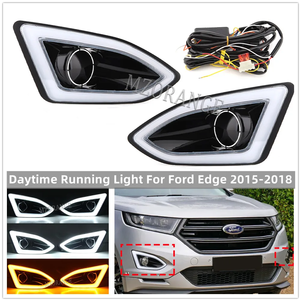 

Дневные ходовые огни 2 шт., дневные ходовые огни для Ford Edge 2015 2016 2017 2018, сигнал поворота, противотуманная лампа, стоп-сигнал, стоп светильник, ав...