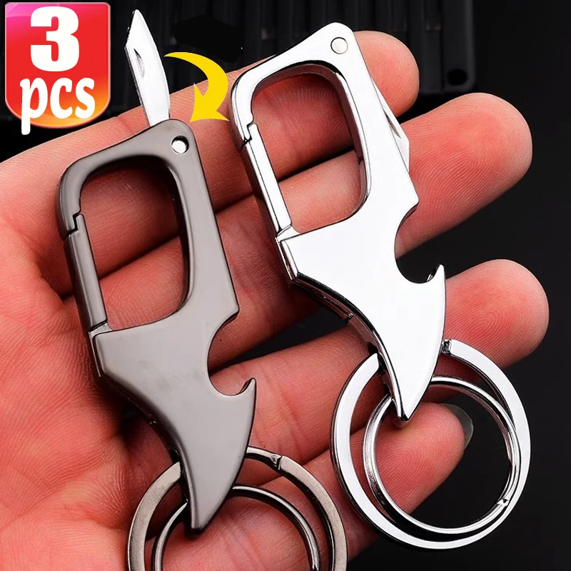 

New Foldable Mini Knife Keychain Personalized Lettering Bottle Opener Car Key Holder Key Chain Men's Keyring Decoration for Men