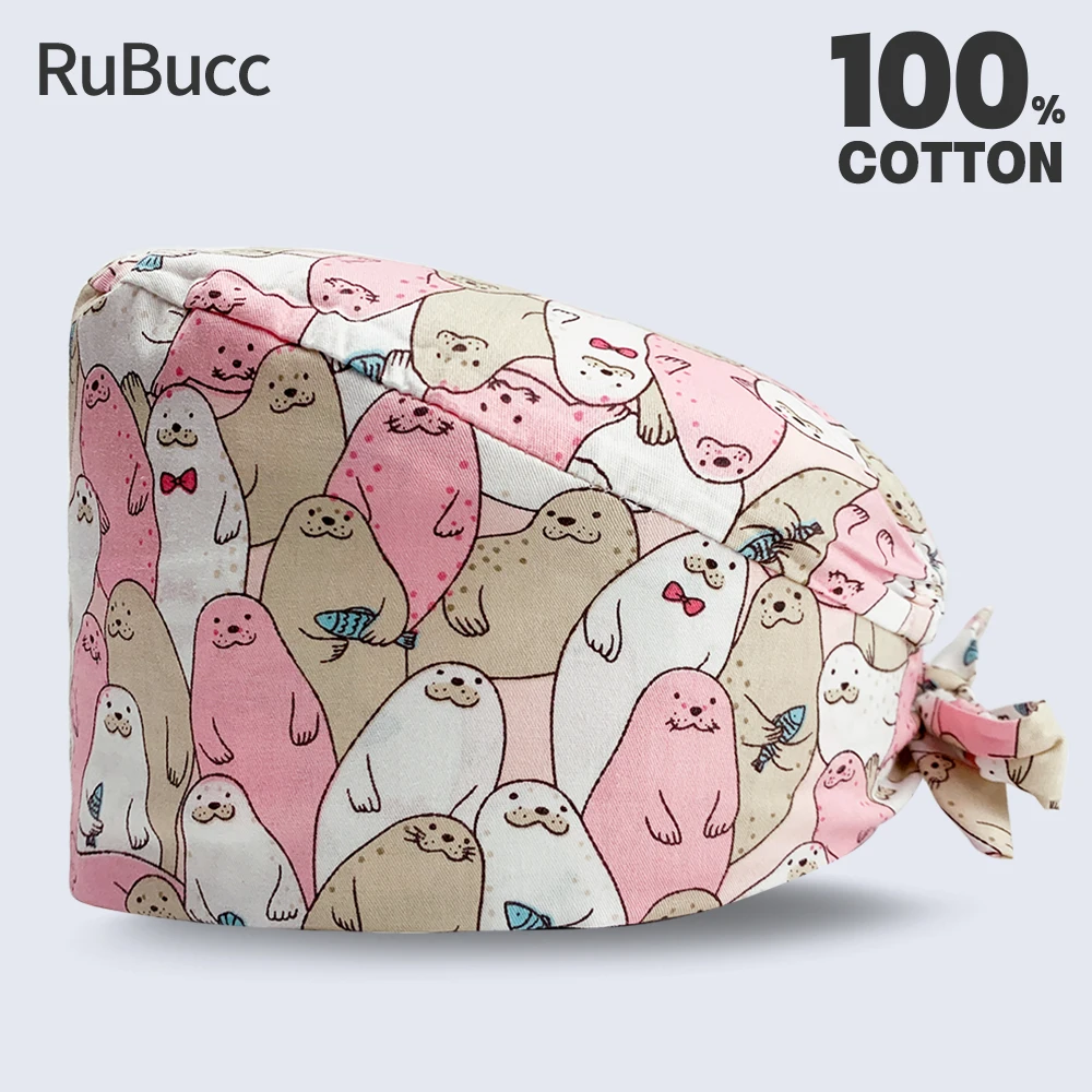 

Cartoon Printing Nurse Hats Scrubs Women Hats Health Service Doctor Work Cap Adjustable Pharmacy Work Cap Pet Clinic Nursing Hat