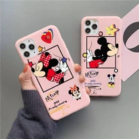cute cartoon mickey minnie mouse phone case for iphone 13 12 11 pro max mini xs 8 7 6 6s plus x se 2020 xr matte candy pink