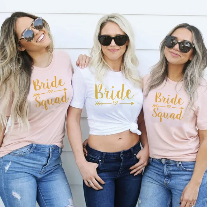 

Футболки для девичника, подружки невесты и подружки невесты, подходящие к стрелкам футболки, топы для вечерние EVJF, подарки для свадебной веч...