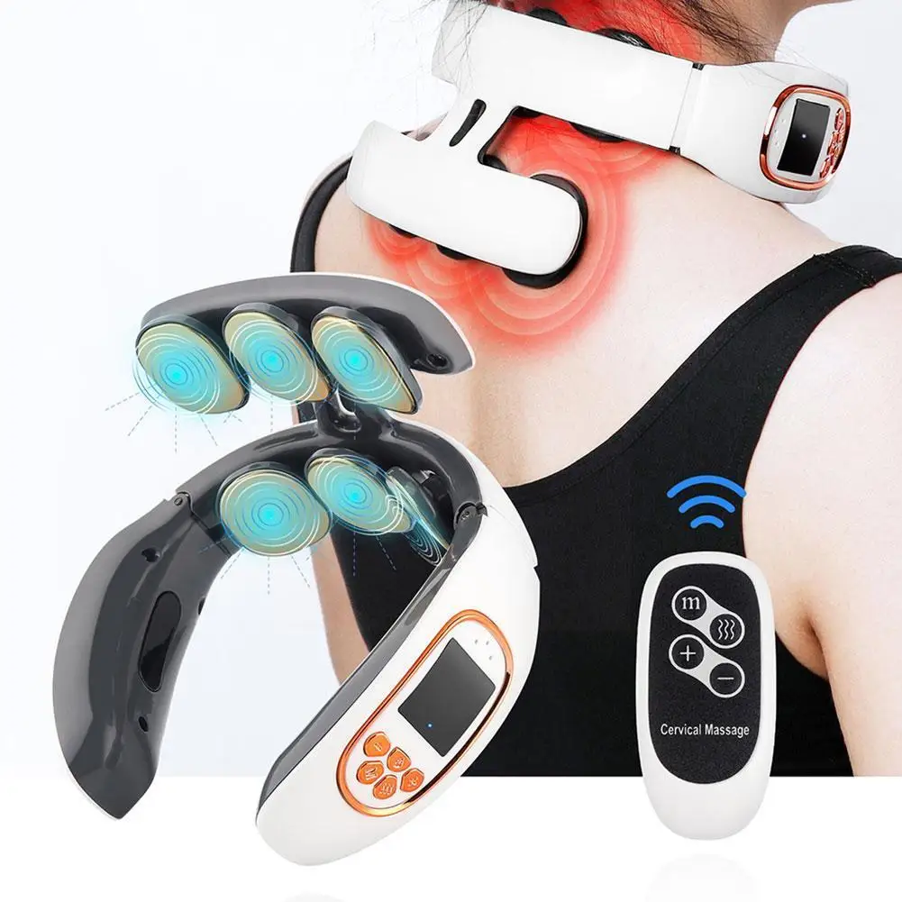 

6 Head Intelligent TENS Pulse Neck Massager Hot Compress Cervical Electric Pain Back Smart Relief Spine Massager Neck Massa C6E2