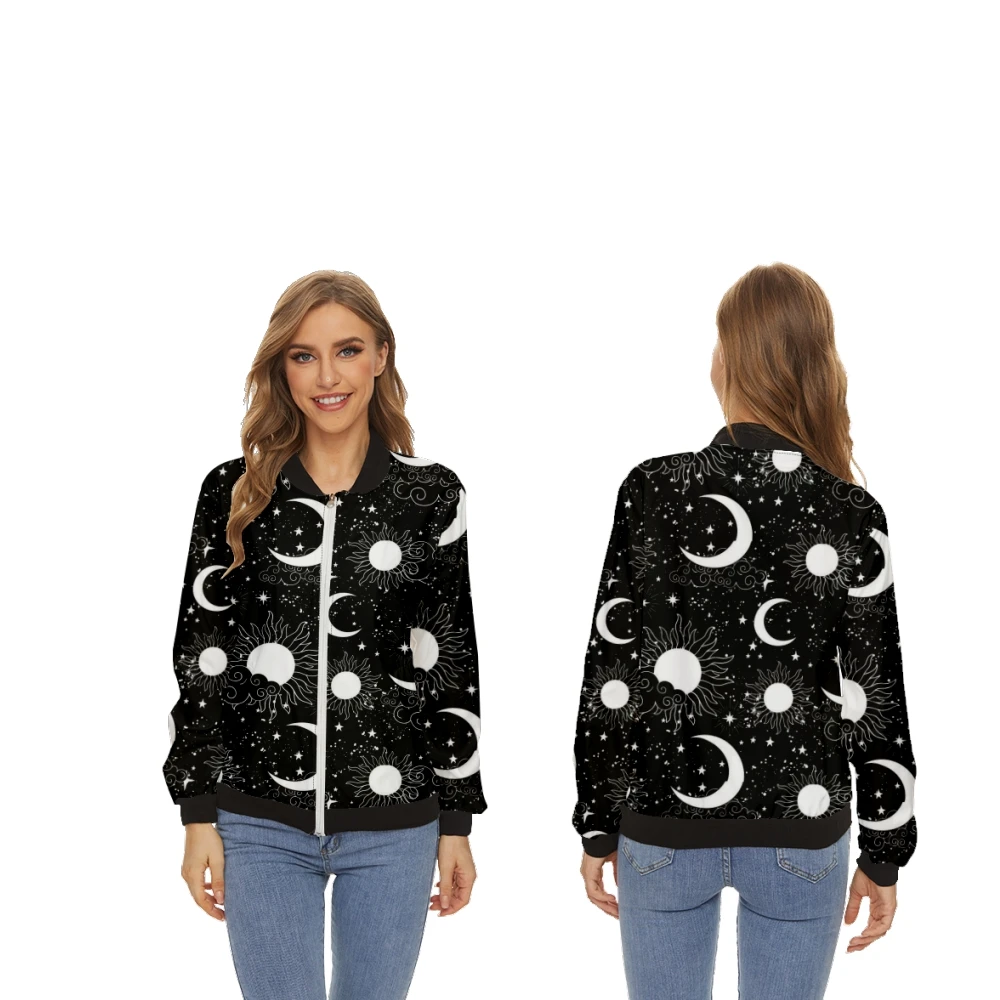 

Женская куртка на молнии с длинным рукавом и воротником-стойкой