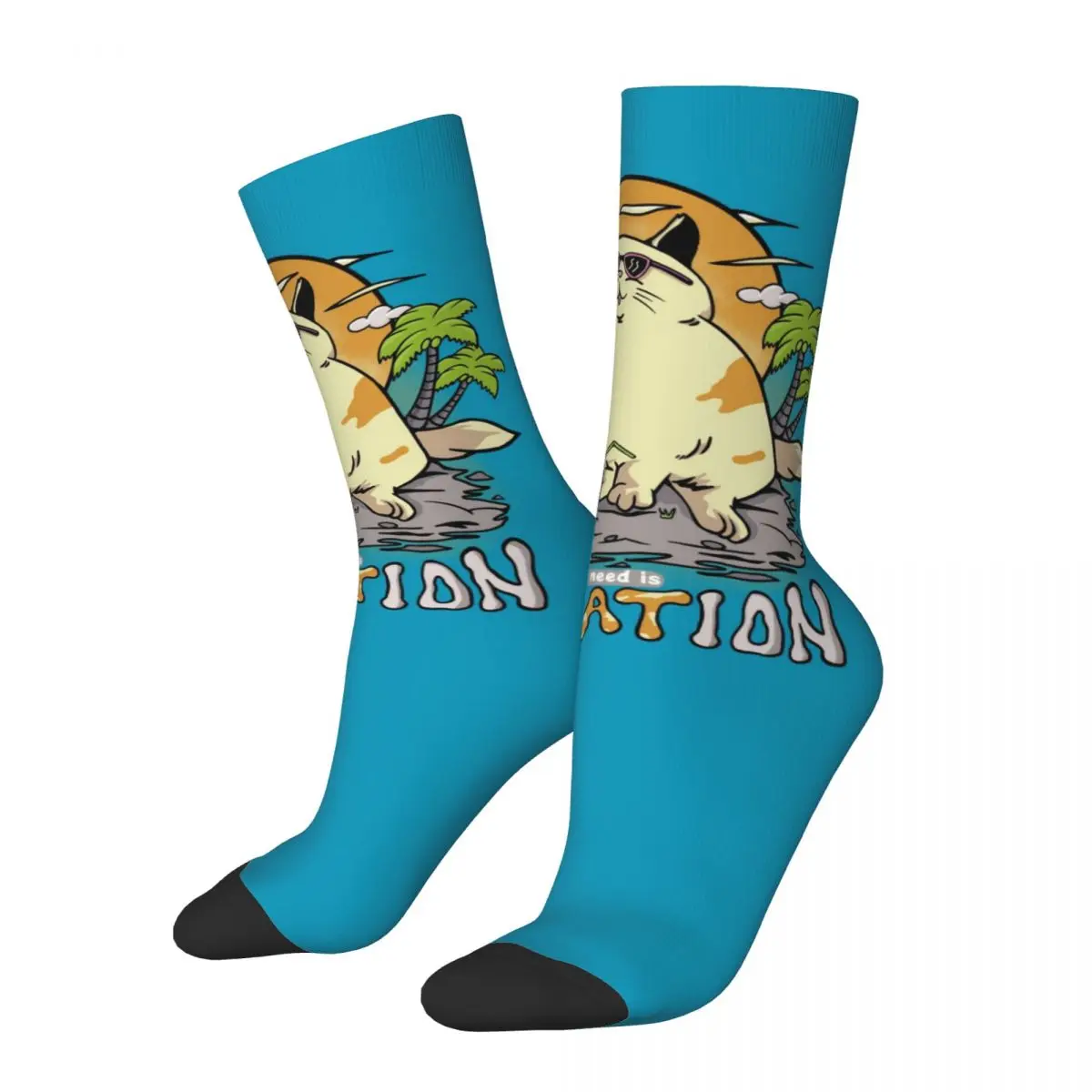 

Hip Hop Retro Va Cat Ion Crazy Men's Compression Sock Unisex The Life Of The Black Cat Harajuku Seamless Printed Funny Crew Sock