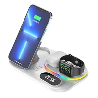 wireless charger for iphone 13 12 4 in 1 qi wireless charging for apple samsung watch airpods pro with time dispay dock station