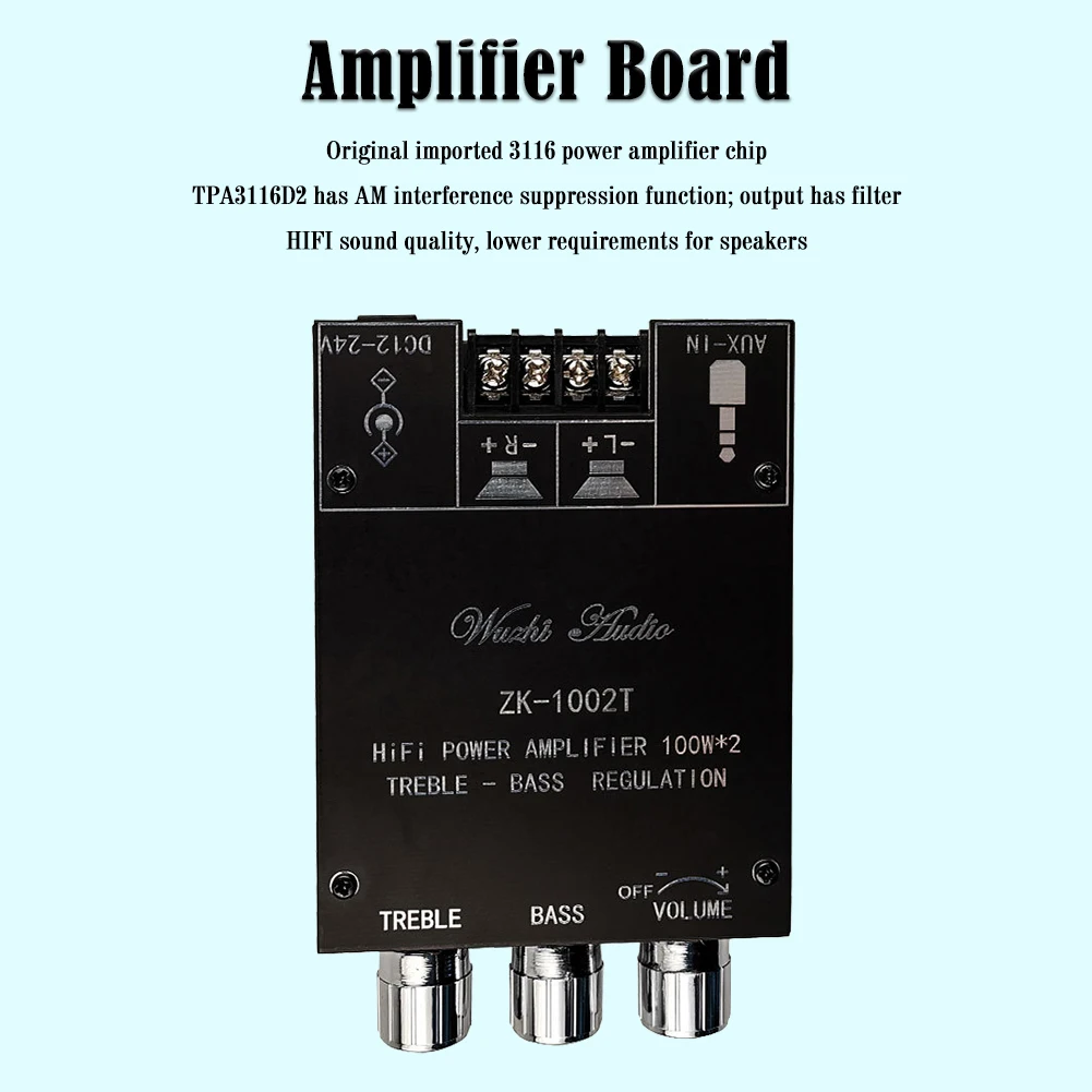 

ZK-1002T HIFI 2.0 Channel 100Wx2 Amplifier Board Stereo Subwoofer Speaker Module
