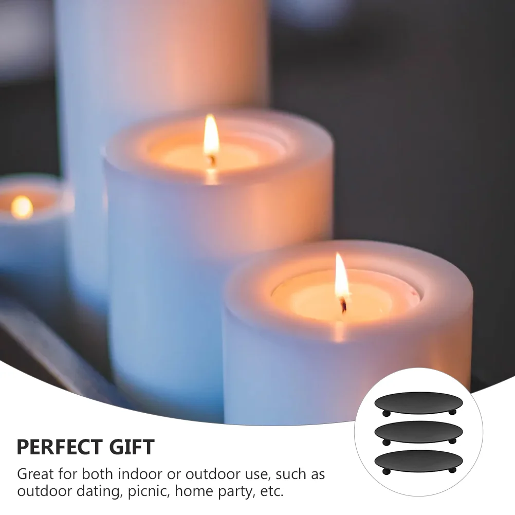 

Holder Plate Iron Pillar Candlestick Stand Holderstraymetal Black Wax Jar Tealight Plates Votive Dish Rustic Candleholder