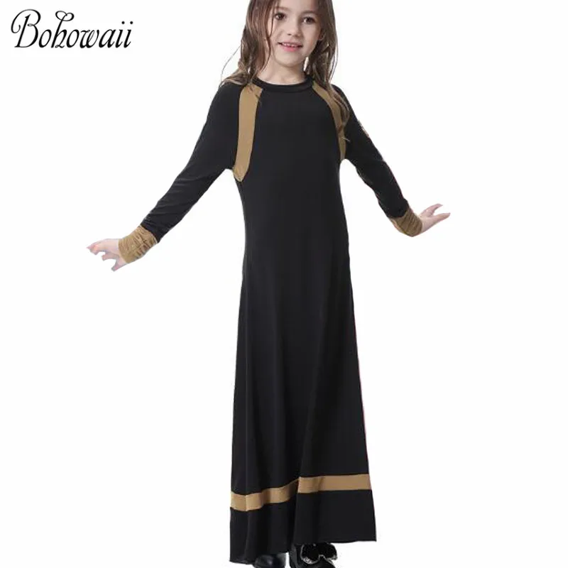 Детские платья BOHOWAII для девочек, свободные мусульманские платья с длинными рукавами, макси-халат, Арабская праздничная одежда Djellaba, Африкан...