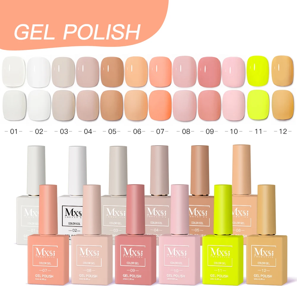 MXSI 12 шт. 15 мл Набор гель-лаков для ногтей включает красный розовый телесный набор