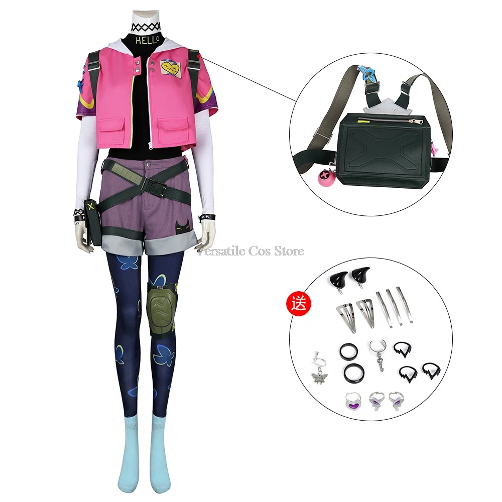 Фэнтези Бабочка гвоздики кольца Косплей рюкзак костюм игра валорант пальто