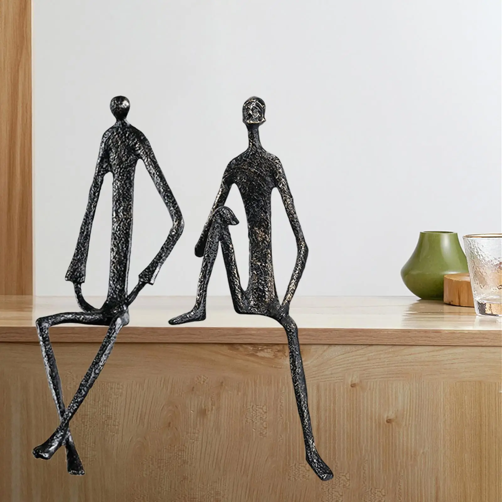 

2pcs Abstract Human Figurine Metal Statue Sculpture For Table Bookshelf