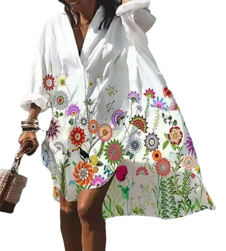 

Spring/Fall 2022 Fashion and casual lapel midlength blouse dress for women