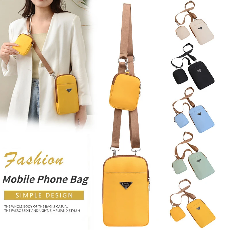 

Fashion Women's Mobile Phone Bag Nylon Female Crossbody Bag Solid Color Coin Purse Card Holder All-match Mini Small Shoulder Bag