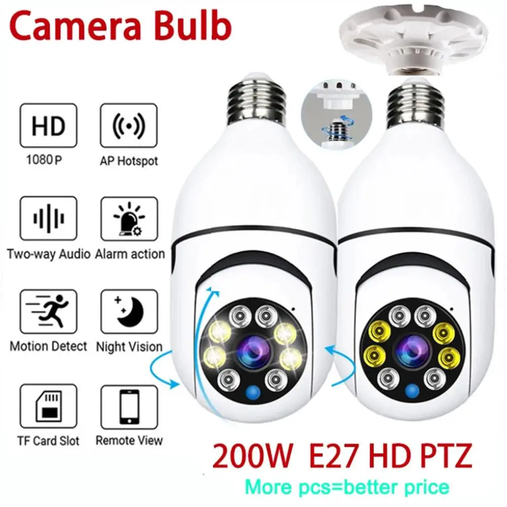 

E27 Bulb Surveillance Camera 1080P wifi Night Vision Full Color Automatic Human Tracking 4x Digital Zoom Video Security Monitor