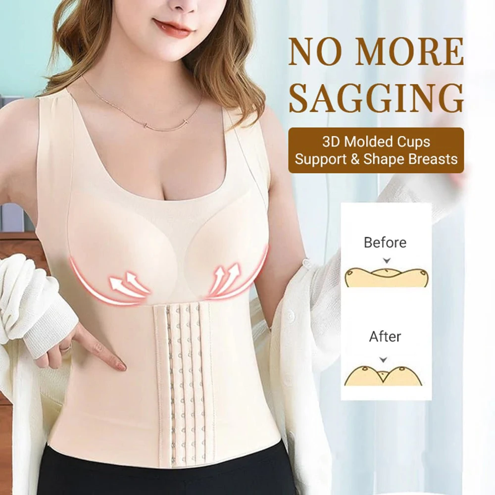 

Women Breathable Shapewear 4 in 1 Front Buckle Chest Support Chest Support Vest Sport Yoga Underwear бюстгальтер женский