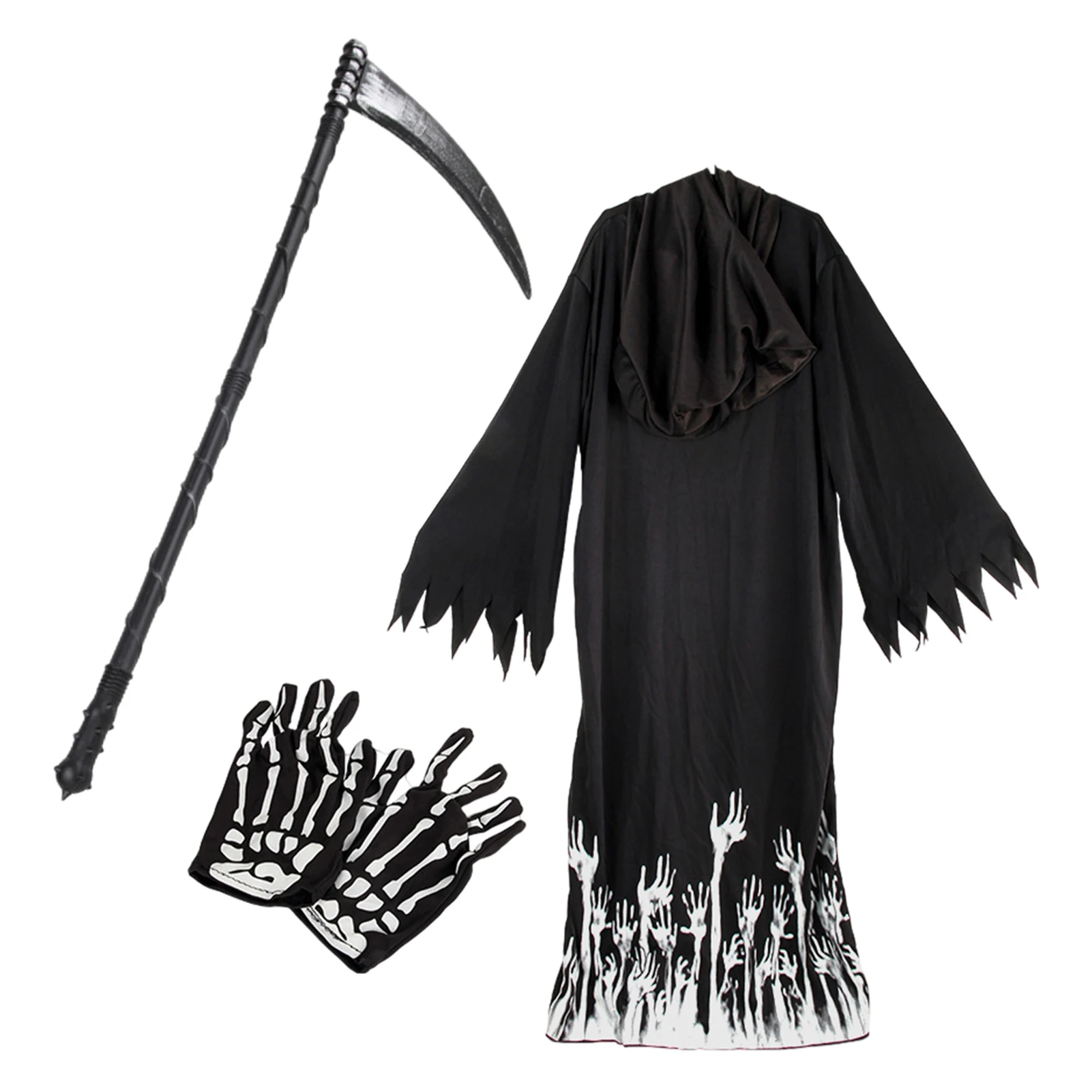 

Halloween Hoodies Robe Cosplay Men And Kids Tunic Hooded Robe With Pair Of Gloves And Scythe Halloween Cosplay Costume Robe