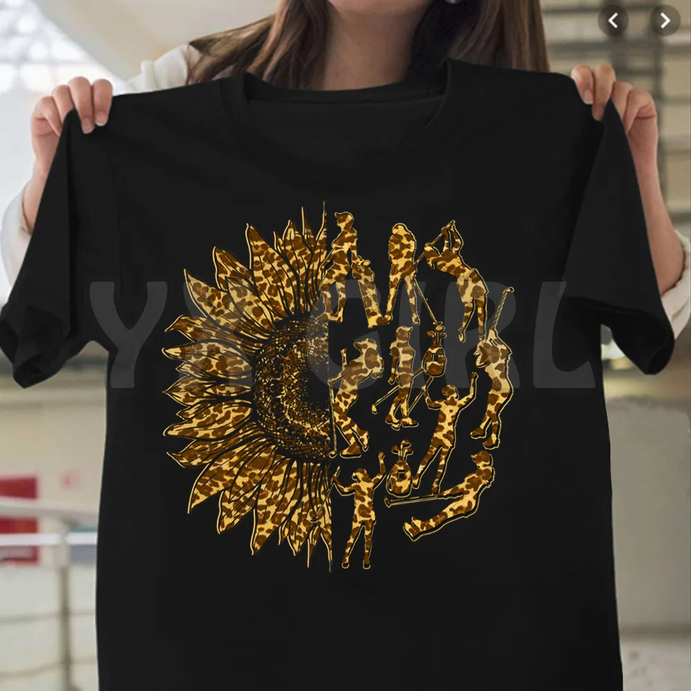 

Summer Fashion Men's For Women's t shirt Golf Sunflower Leopard 2D Printed T Shirts Tee Tops Unisex 100% Cotton Black Tees