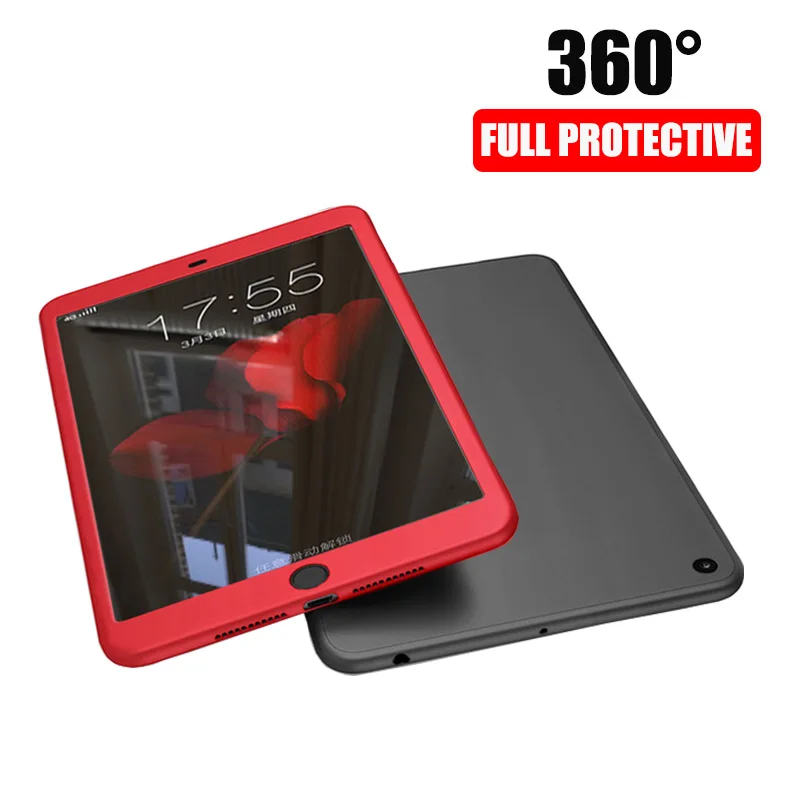 

360 Degree Full Cover For Ipad 4 2012 A1458 A1459 A1460 Tempered Glass With Silicone Case For Ipad 2 3 4 9.7" Screen Protector