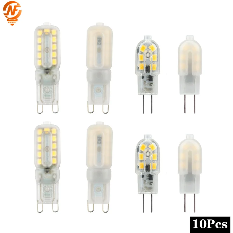 10pcs/lot G4 G9 Led Light AC 220V DC 12V Bulb SMD2835 Spotlight For Crystal Chandelier Replace Halogen Lamp 360 Degree Lighting