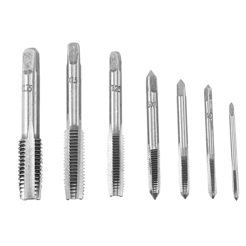 

7Pcs M3 to M12 metal Hand Screw Machine Metric Taper Plug Tap Drill Bit Kit Silver